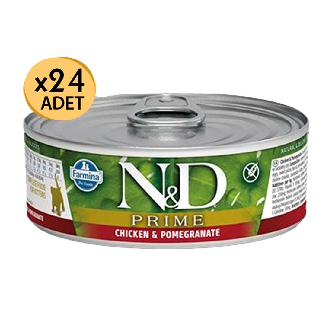 N&D Tavuk & Narlı Yavru Kedi Konserve 80g 24 Adet