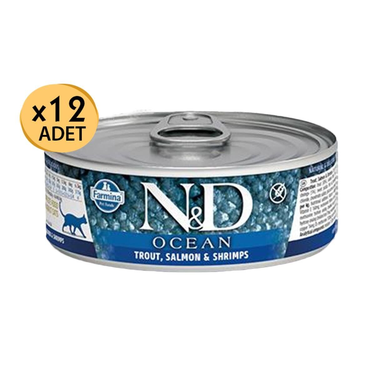 N&D Alabalık,Somon,Karides Kedi Konservesi 80 Gr X 12 Adet