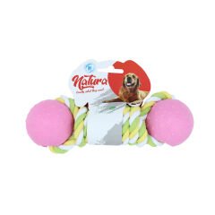 Natura İkili Plastik Top Köpek Halat Oyuncak 31 Cm