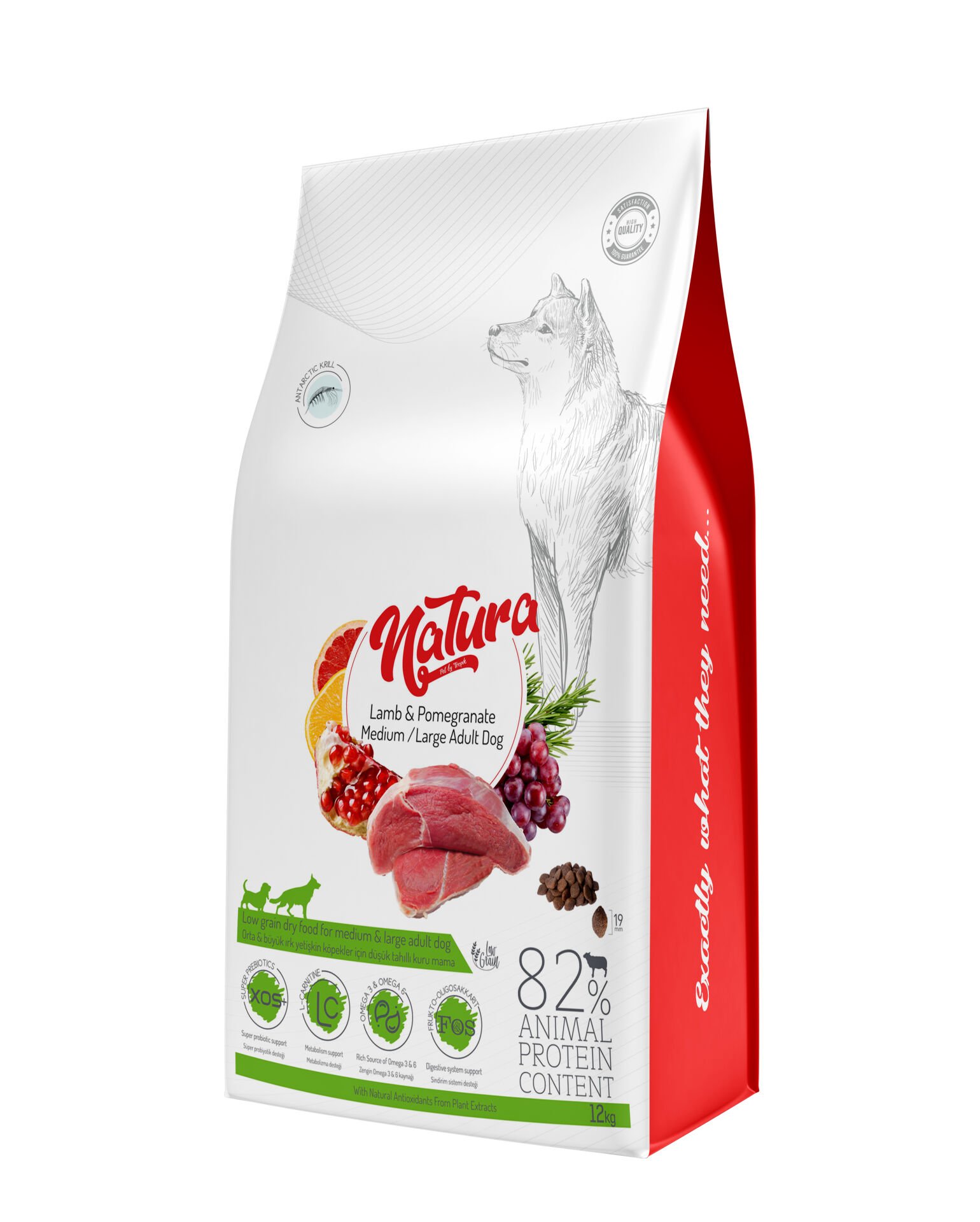 Natura LowGrain M/L Adult Dog Food with Lamb & Pomegranate 12kg