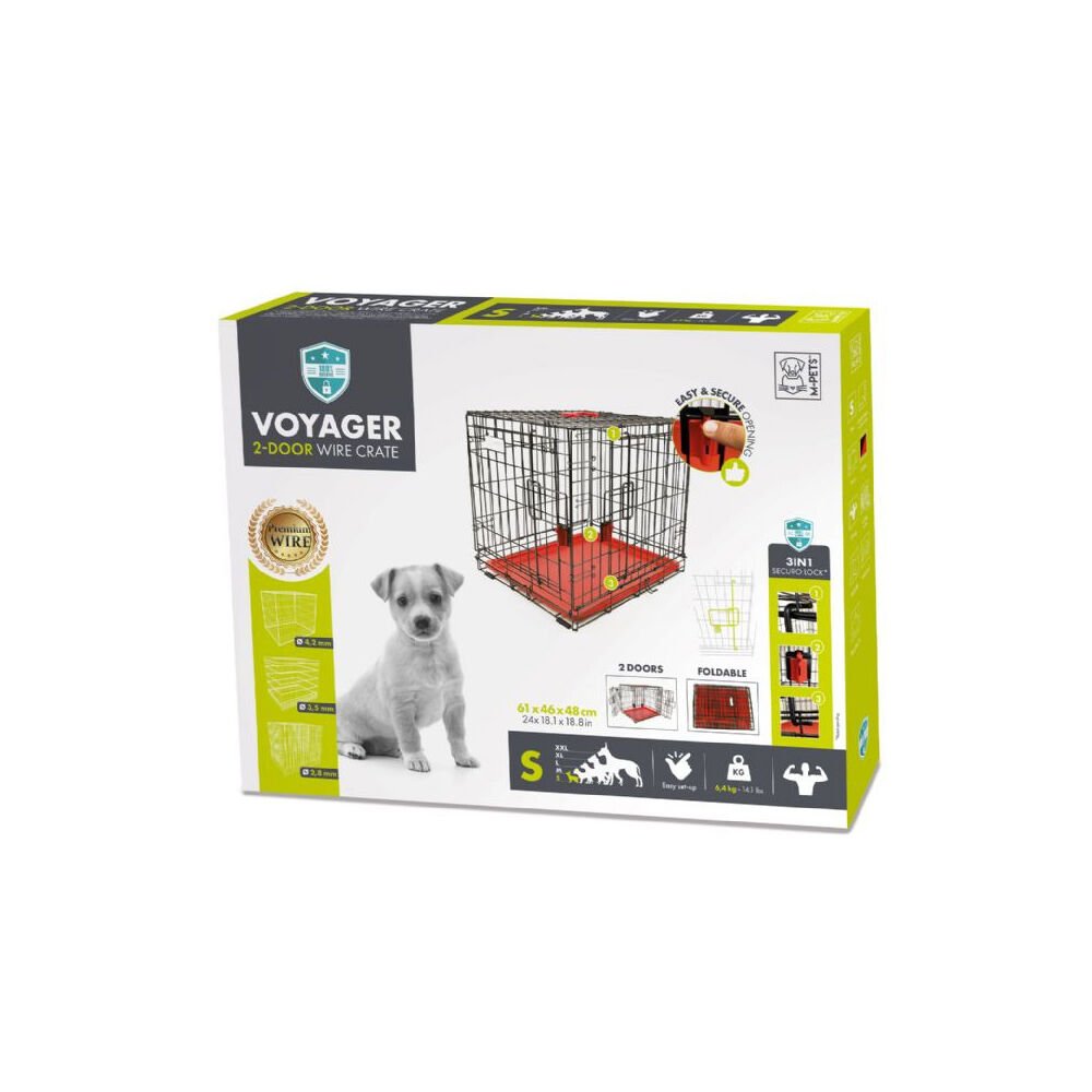 M-Pets Voyager Köpek Kafesi 2 Kapılı (S) Kırmızı 61*46*48cm