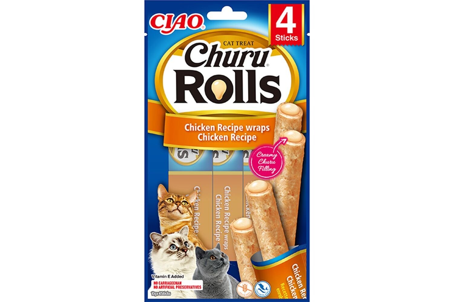 Ciao Churu Rolls Sticks Tavuk Sargılı Kedi Ödül Maması 4 x 10 Gr
