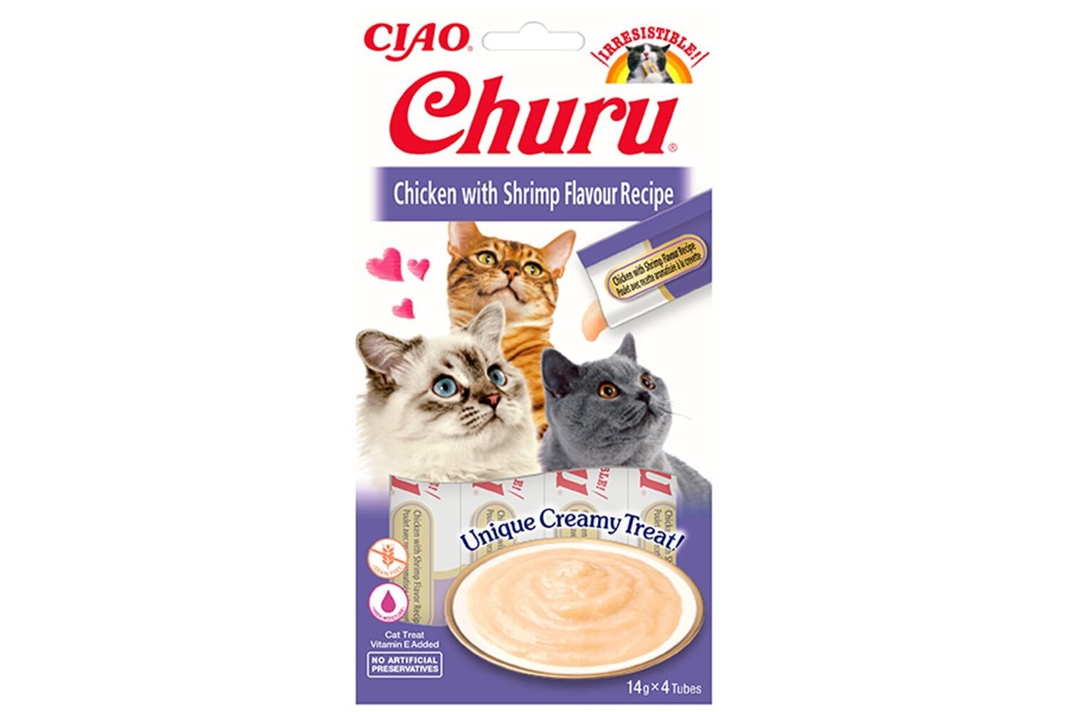 Ciao Churu Cream Tavuklu ve Karidesli Kedi Ödül Kreması 4 x 14 Gr